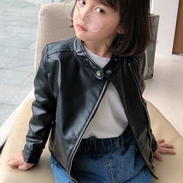 Jackets Girls Jacket Leather Zipper Kids Coats Children Autumn Spring BT006