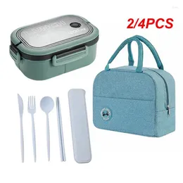 Dinnerware 2/4PCS Reduced Fat Lunch Box Hygienic Not Easy To Leak Lattice Design Safe Without Hurting Hands Clean