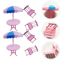 Chair Covers Beach Mini Miniature Table Decor Ornament Furniture House Model Tiny Lounge Deck Garden Umbrella Folding Set Prop Boat