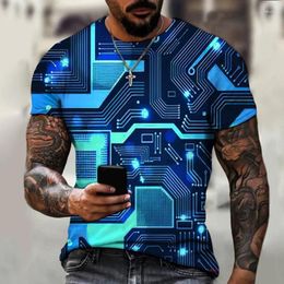 Men's T Shirts Circuit Board Electronic Chip CPU Graphic For Men Clothing Tee 3D Print Motherboard Mainboard Short Sleeved Tops