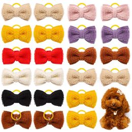 Dog Apparel 20/30pcs Daily Pet Cat Hair Bowknot With Rubber Bands Grooming Hand-made Plush Bow Gift For Small Supplies