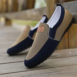 Shoes for Men Casual Slip on Loafers Plus Size Breathable Canvas Driving Shoes Office Walking Flats Non Slip Moccasins 240510