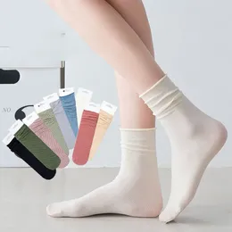 Women Socks Women's Solid Colour Sock Summer Thin Mid Tube Velvet Breathable Long Candy-colored Girl Daily Loose