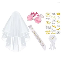 Bridal Veils Bachelorette Party Decorations Kit Shower Supplies Bride To Be Sash Glasses Veil Brooch & Tribe Tattoos