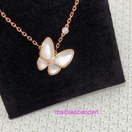 Top Luxury 1 to Original Vancllf Necklace Sterling Silver Butterfly Natural White Fritillaria Girl Rose Gold Chain Simple Pendant Gift for Girlfriend
