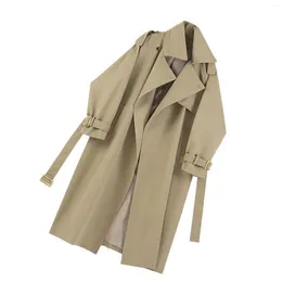 Women's Trench Coats Women Long Jackets Waterproof Solid Color Lapel Overcoat For Clubwear Birthday Office Work EIG88