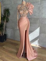 Pist elbiseleri artı boyut Arapça aso Ebi Şampanya Denizkızı Prom Elbiseler Boncuk Kristalleri Akşam Resmi Parti İkinci Resepsiyon Doğum Günü