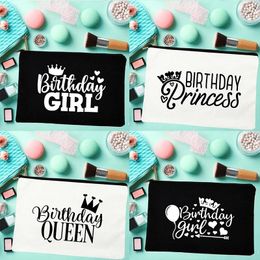 Storage Bags Birthday Girl Print Travel Cosmetic Bag Women MakeUp Case Organiser Toiletries Kit Pencil Gifts