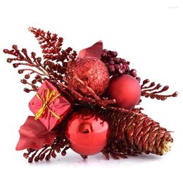 Decorative Flowers Artificial Flower Red Christmas Pine Cone Pick Mixed Branch Xmas Tree Ornament For Home DIY Chrismas Decor