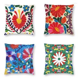 Pillow Nordic Mexican Flowers Embroidery Art Cover Soft Textile Floral Folk Throw For Sofa Pillowcase Bedroom Decoration