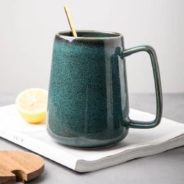 Mugs 700ml Europe Retro Ceramic Mug With Spoon Coffee Creative Office Tea Drink Drinkware Couples Gift Cup For Cups Bar