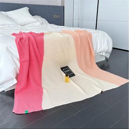 Blankets Simple Contrast Colour Soft Knitted Bed End Blanket Office Nap Air Conditioning Sofa Casual Outdoor Camping