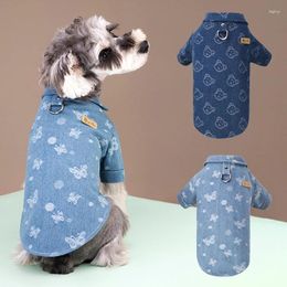 Dog Apparel Pet Jeans Jacket Bear Pattern Butterfly Print Shirt Chihuahua Yorkie Fashion Denim Shirts Puppy Cat Costume Clothing