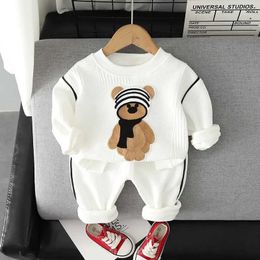 Clothing Sets Spring and Autumn Baby Boys Clothing 18 Month Cartoon O-neck Zipper Long sleeved Hoodie Childrens Clothing Girls Clothing SetL2405