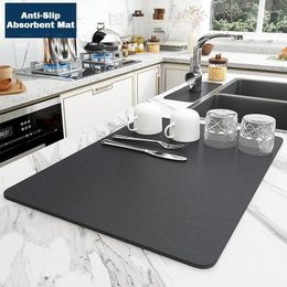 Table Mats Dish Drying Placemat For Antiskid Draining Bathroom Door Carpet Coffee Coasters Mat Kitchen Accessory