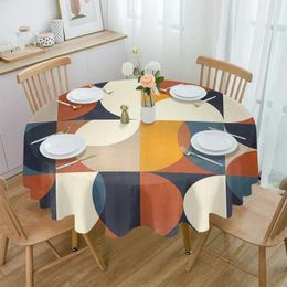 Table Cloth Scandinavian Mediaeval Geometry Waterproof Tablecloth Tea Decoration Round Cover For Kitchen Wedding Home Dining Room