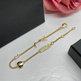 Women Designer Gold Plated Bracelet Chain Bracelet Brand Stainless Steel Bracelet Luxury Letter Logo Bracelet Party Wedding Copper Jewellery