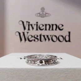 Brand star same Westwoods hollowed out letter classic ring fashionable and versatile for men women minimalist bracelet Nail