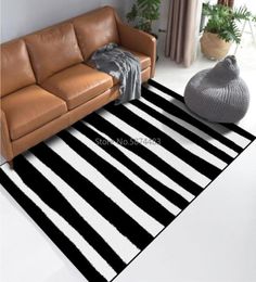 Carpets Nordic Simple Area Rugs Geometric Living Room Carpet Black White Striped Bedside Home Decoration Office Sofa Floor Mats Ta1119849