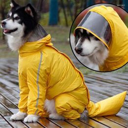 Dog Apparel Large Raincoat Waterproof Polyester Safety Reflective Stripe Rain Jacket For Golden Retriever Labrador Husky 8XL-12XL