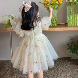 Girl's Dresses Girls Summer Dress Princess Dress Fashionable and Warm Childrens Mesh Dressl240513