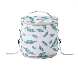 Dinnerware Cylindrical Lunch Bag Round Bento Waterproof Drawstring Thermal Cooler Tote B