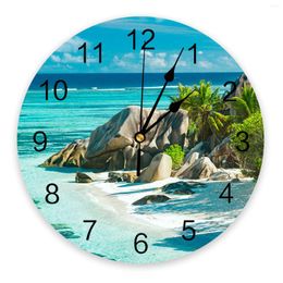 Wall Clocks Beach Stones Sky Clock Silent Digital For Home Bedroom Kitchen Living Room Decoration