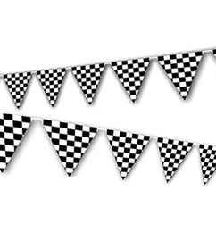 100ft Black and White Chequered Racing Flags NASCAR Racing Pennant Flag Banners for Kids Party5277744