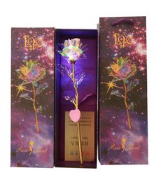 New Colourful Artificial LED Light Flower 24K Gold Foil Luminous Rose Unique Presents And Gift Box For Valentines Day Wedding Gifts2354871