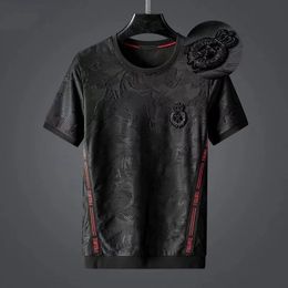 Luxury fashion brand mens short sleeve T shirt personalized jacquard embroidery plus half sleeve mens bottoming shirt 240511