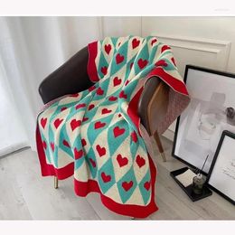 Blankets Superfine Quality Soft Skin-Friendly Knitted Summer Blanket Diamond Red Heart For Sofas Office Nap Car Air Conditioning Bedding