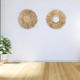 Decorative Figurines Wall Decor Raffia Natural Straw Tassels Garland Furniture Background Woven Boho Macrame Hangings Wreath Artificial