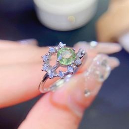 Cluster Rings Natural Green Sapphire For Women Silver 925 Jewellery Luxury Gem Stones 18k Gold Plated Free Shiping Items