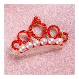 Dog Apparel Pet Small Crown Hair Clip Pearl Christmas Barrettes Pins For Dogs Grooming