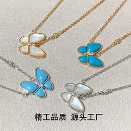 Designer Jewellery Luxury Vanca Accessories v Gold Blue Butterfly Necklace White Fritillaria Versatile Elegant Elegance Luxury Collar Chain Female 92A0