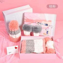 Party Favour 1set Pink Thick Scarf Hat Gloves Mother Girlfriend Wedding Bridesmaid Butterfly Favours Christmas Gifts For Guests