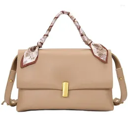 Bag Women Handbag Youth Simple Shoulder Fashion Female Daily PU Leather Solid Colour High Quality For Appointment Khaki
