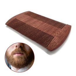 Party Favour Mens Wooden Beard Brush Natural Sandalwood Double Sided Close Tooth Comb Household Hair Combs Drop Delivery Home Garden Dhw6S