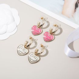 Luxury Designer Earrings Stud High Quality Women Brand C-Letter Copper Crystal Heart Earring Loop Drop Party Wedding Jewellery Christmas Gifts