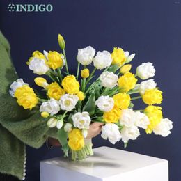 Decorative Flowers Miranda-Yellow Artificial Flower For Table Decoration Double Petals Real Touch Silicone Quality House Warming Gift -