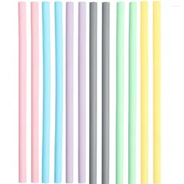 Drinking Straws Set Of 6 Silicone Reusable BPA Free Extra Long With Cleaning Brushes(8mm Diameter)