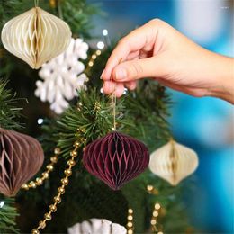 Decorative Figurines 2024 Christmas Honeycomb Ball Ornaments Xmas Tree DIY Hanging Pendants Wedding Decorations Mini
