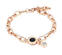 Link Chain Rose Gold Colour CZ Bracelet For Woman Girl Adjustable Lobster Wristband Stainless Steel Link Jewellery Gifts8528286