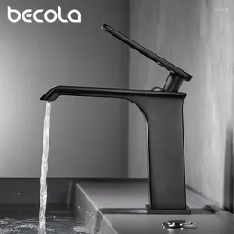 Bathroom Sink Faucets Becola Waterfall Brass Black Basin Taps Water Faucet Creative Deck Mounted And Cold Mixer Tap