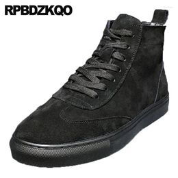 Casual Shoes Solid Walking Genuine Leather Skate Hip Hop Lace Up Winter Sneakers Nubuck Men Trainers High Top Sport 2024 Suede