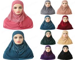 Adults or Big Girls Medium Size 7060cm Pray Hijab Muslim Women Hijab Scarf Islamic Headscarf Hat Amira Pull On Headwrap Fashion9268129