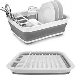 Kitchen Storage Foldable Dish Rack Water Leakage Plastic Tableware Bowl Dinnerware Drain Tray Home Drying Washable