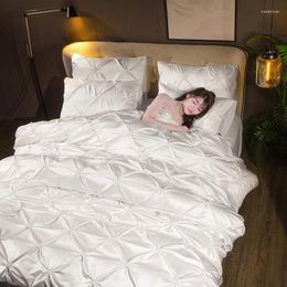 Bedding Sets Pinch Pleat Flower Set For Home Emulation Silk Bed Cover Soft Bedclothes Multicolor Duvet Comforter