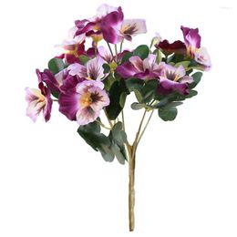 Decorative Flowers Simulation Plant Wedding Fake Bouquet Desk Decor Pansy Table Ornament Home Office El Artificial Party