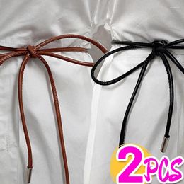 Belts Round Leather Rope Waist Chain Belt 156cm Length Knotted Vintage String For Women Girls Simple Decoration Tie Waistband